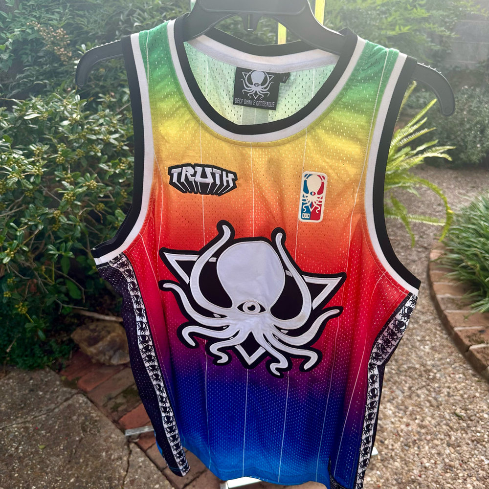 DEEP DARK AND DANGEROUS RAINBOW BASKETBALL JERSEY TRUTH DDD *M*